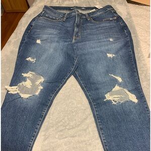 New Old Navy OG straight curvy cropped destroyed jeans